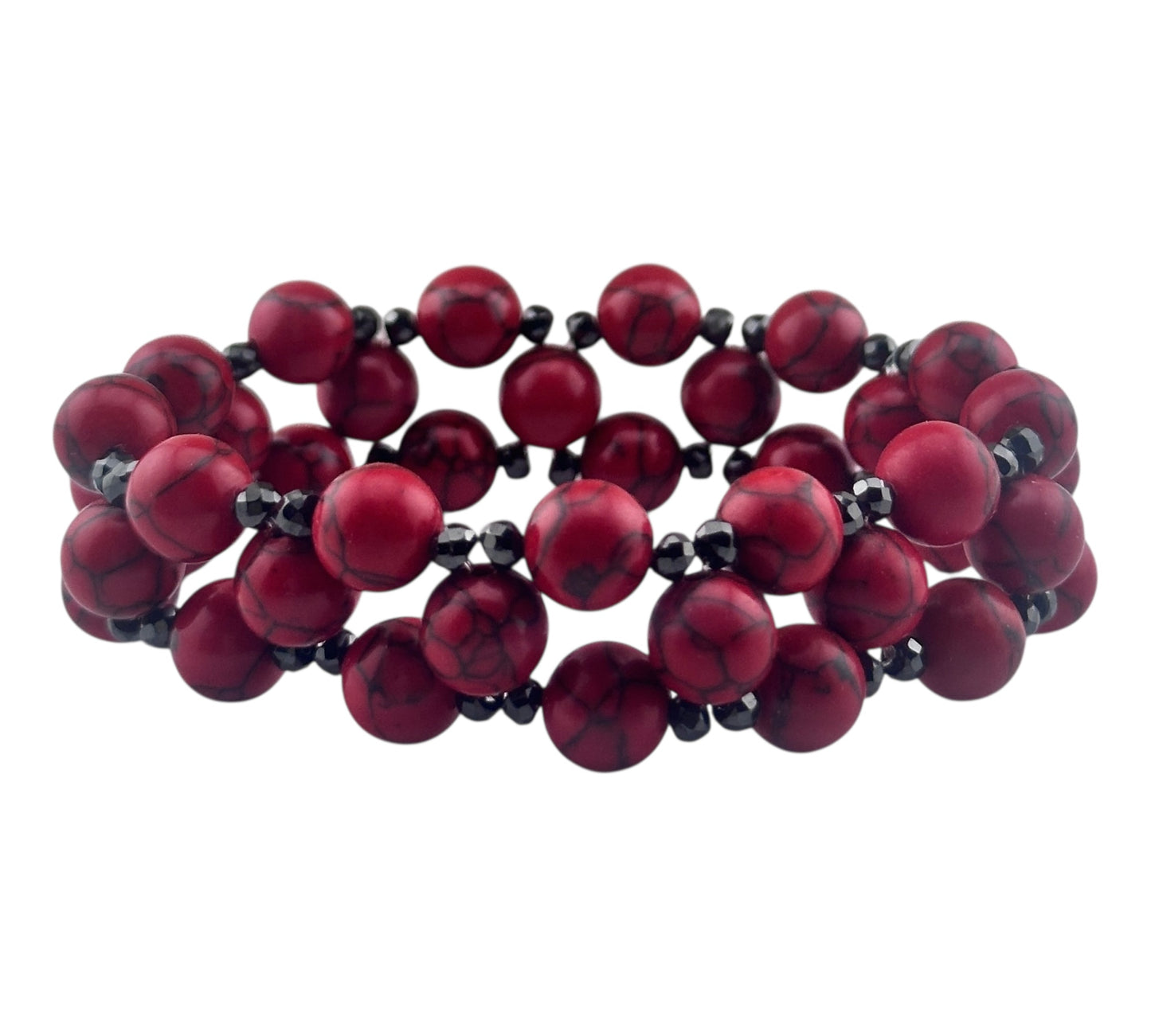 Three tier howlite stretch bracelet