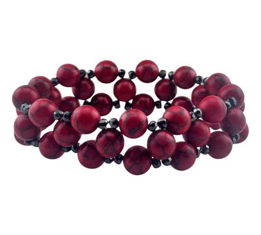Three tier howlite stretch bracelet
