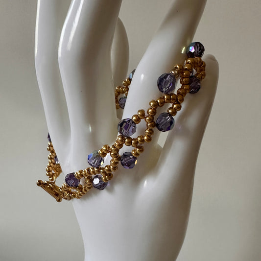 Purple Velvet Vine Bracelet – Swarovski AB Crystals & Gold Beads