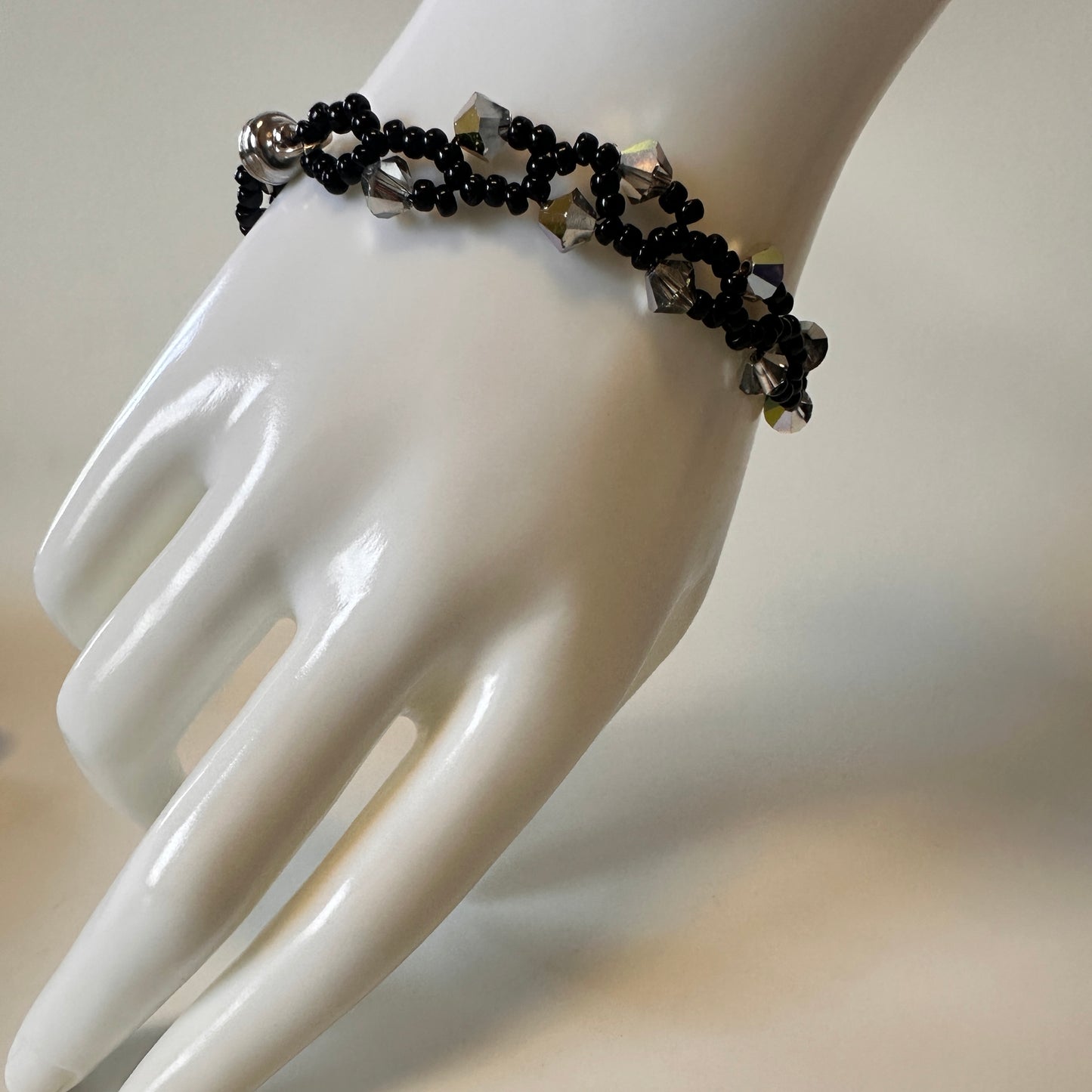 Midnight Vine Bracelet – Swarovski Crystals & Black Miyuki Beads