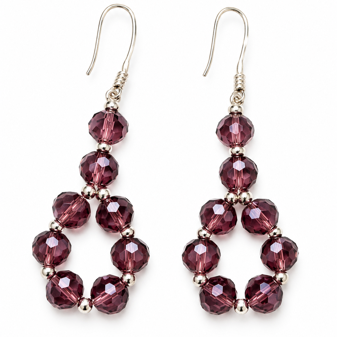 Amethyst Glow Crystal Teardrop Earrings