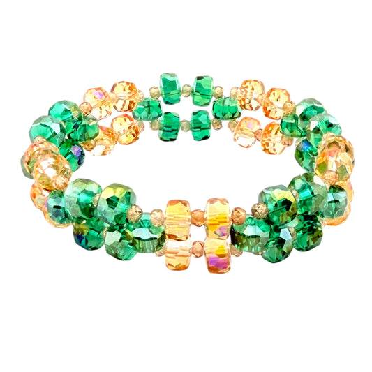 Emerald Sunrise 3-Layer Crystal Stretch Bracelet
