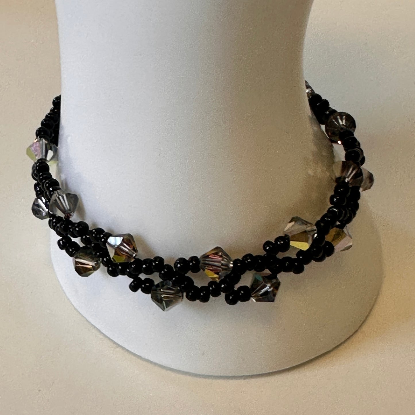 Midnight Vine Bracelet – Swarovski Crystals & Black Miyuki Beads