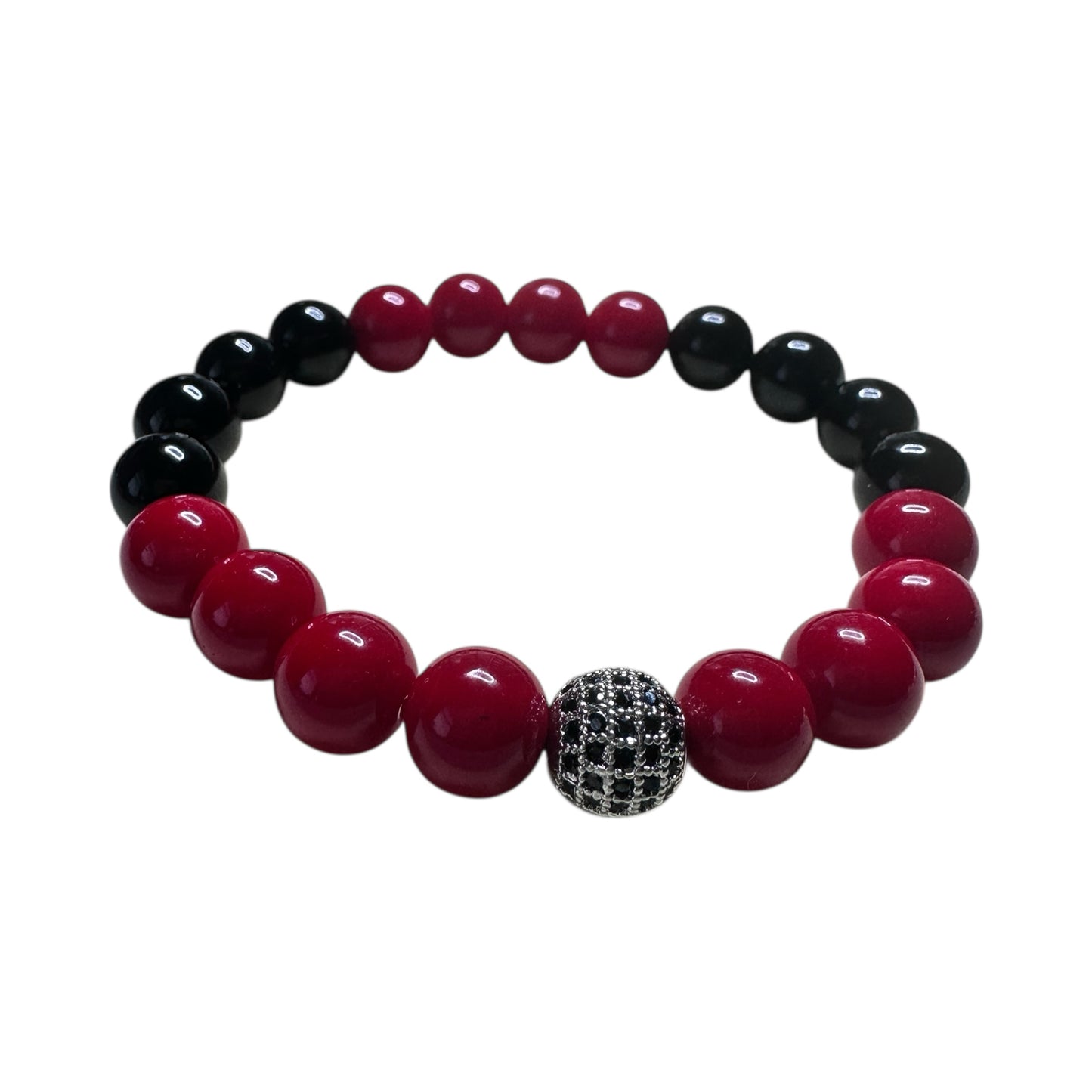 Vital Force – Red Coral & Black Onyx Unisex Bracelet (10mm