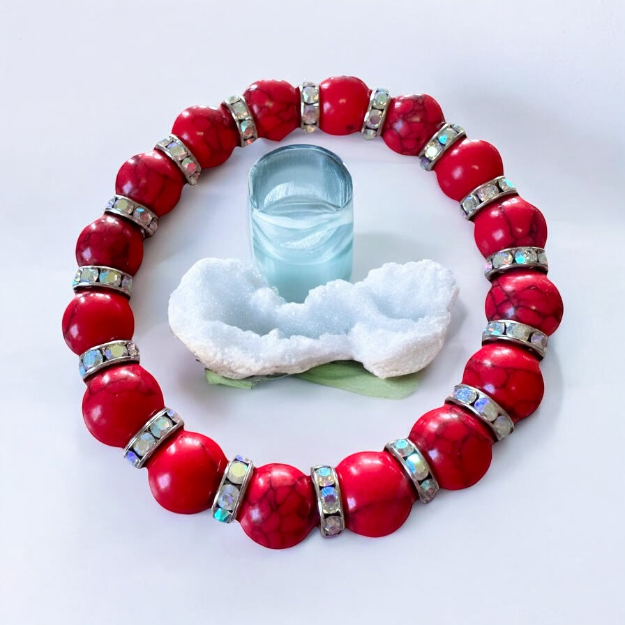 Fire Within – Red Turquoise Confidence Bracelet (12MM