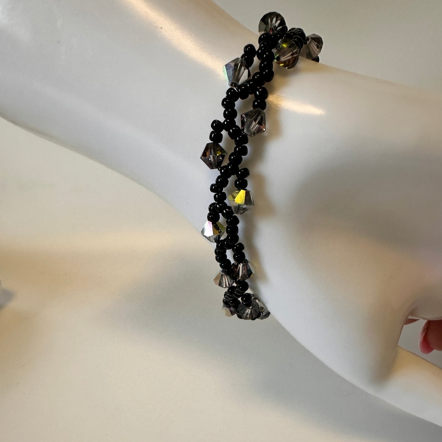 Midnight Vine Bracelet – Swarovski Crystals & Black Miyuki Beads