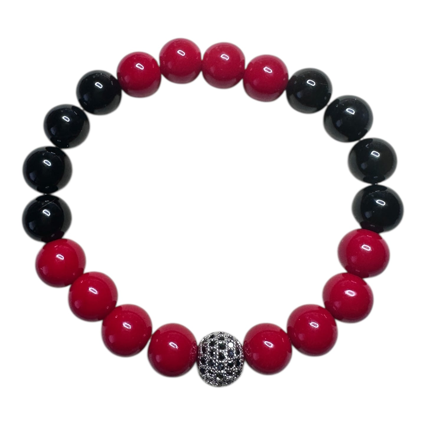 Vital Force – Red Coral & Black Onyx Unisex Bracelet (10mm