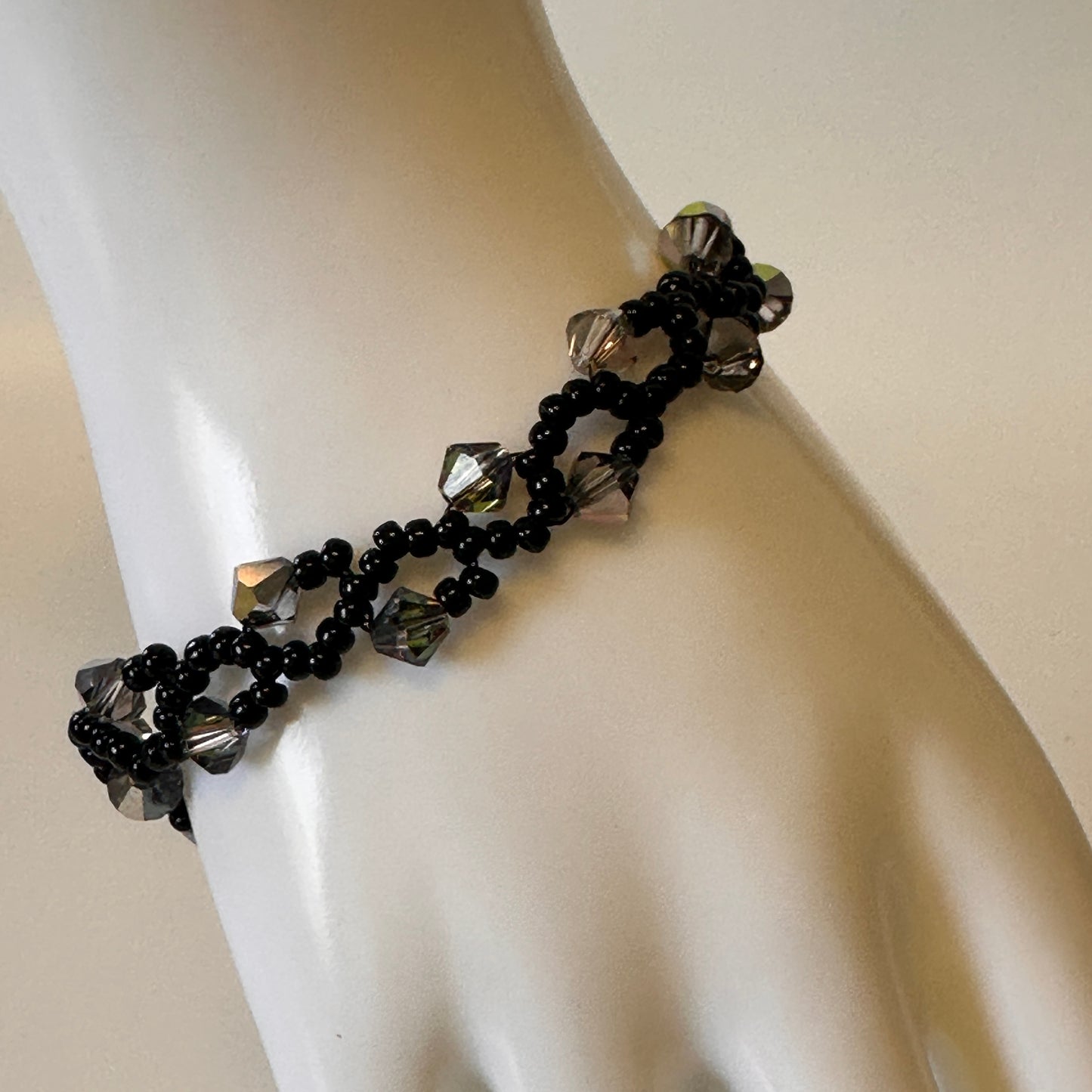 Midnight Vine Bracelet – Swarovski Crystals & Black Miyuki Beads