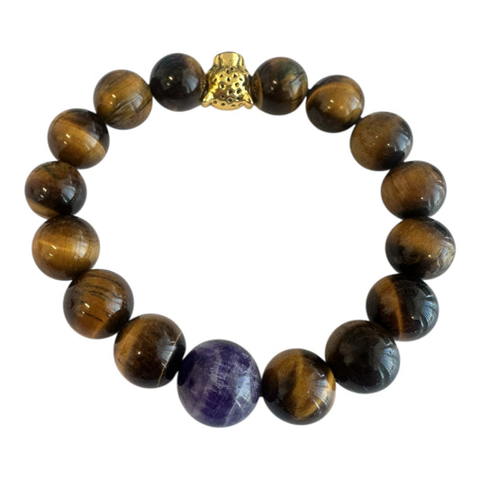Tiger’s Eye & Amethyst Leopard Power Bracelet