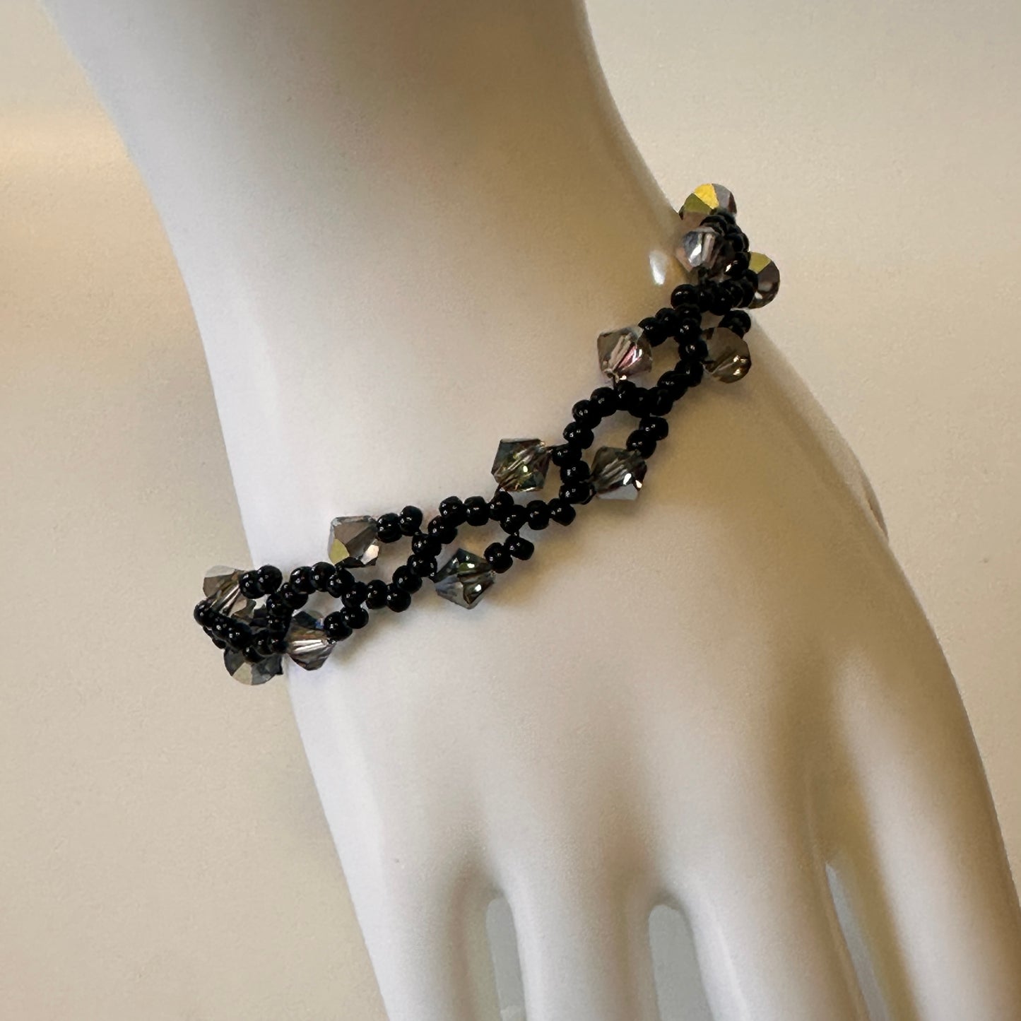 Midnight Vine Bracelet – Swarovski Crystals & Black Miyuki Beads