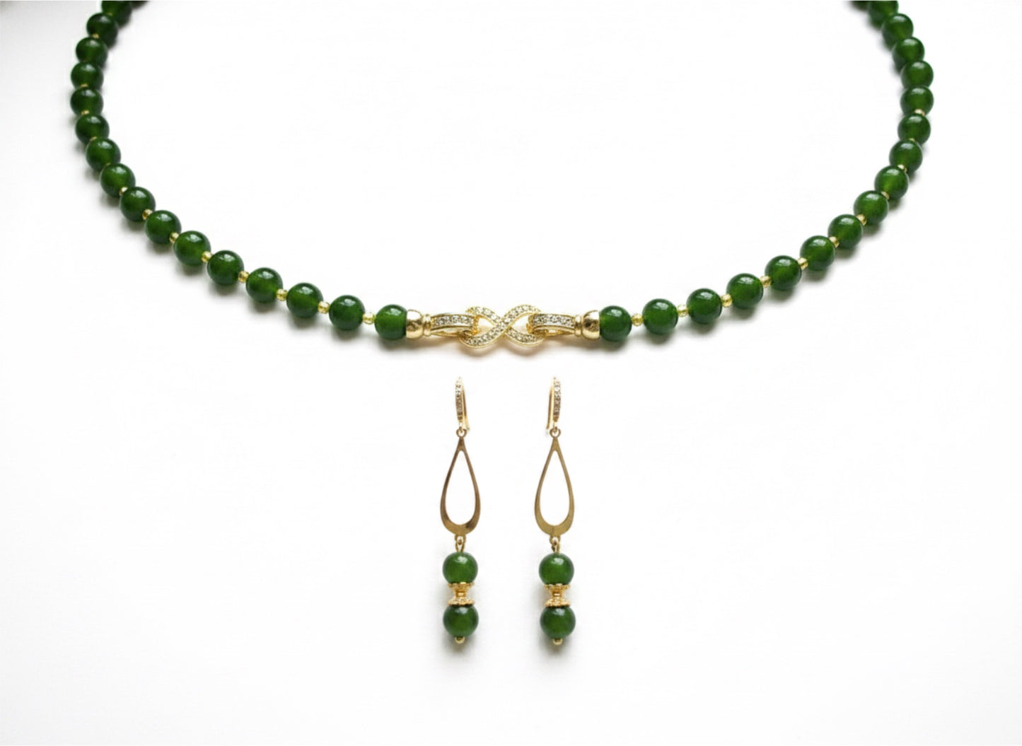 Emerald Protection Necklace & Earring Set