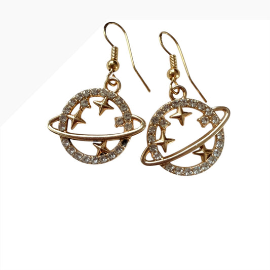 Planet Star Gold-Plated Earrings