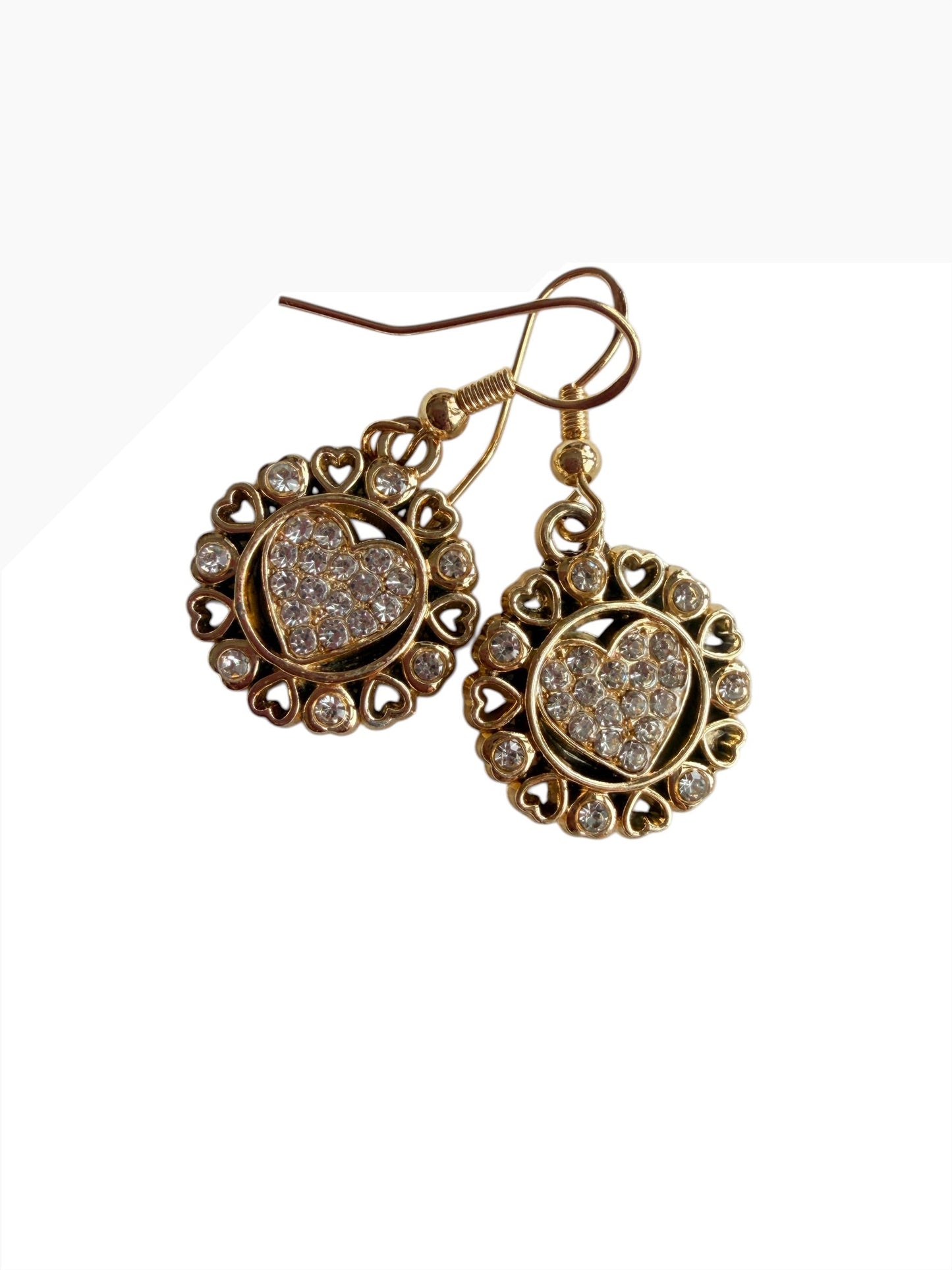 Crystal Heart Gold-Plated Earrings