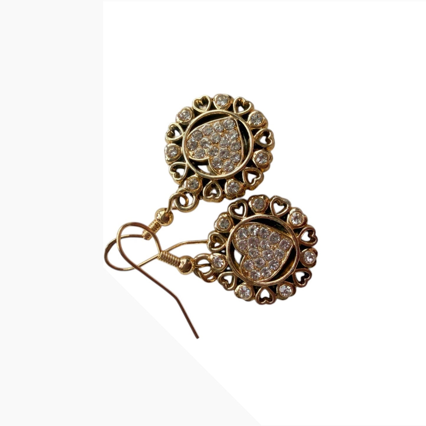 Crystal Heart Gold-Plated Earrings