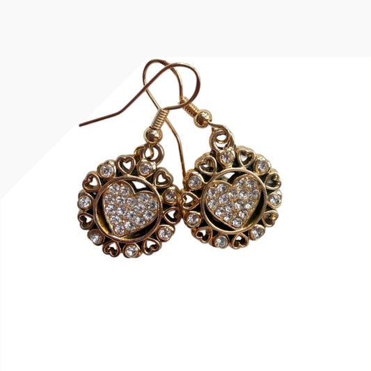 Crystal Heart Gold-Plated Earrings