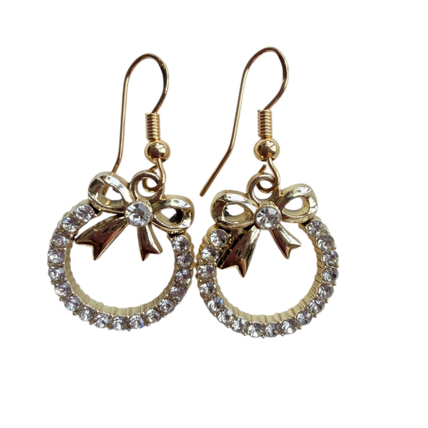 Bow Circle Gold-Plated Earrings