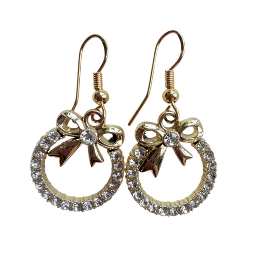 Bow Circle Gold-Plated Earrings